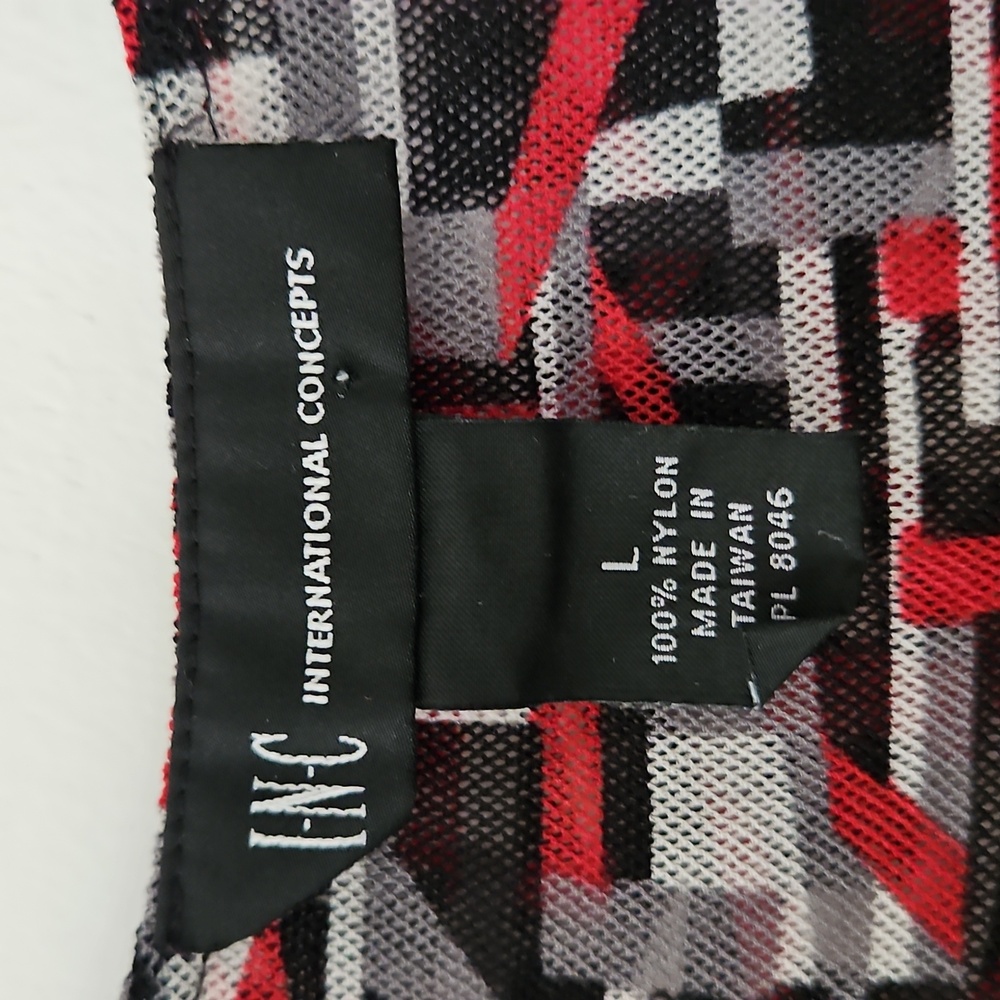 Y2K Geometric Print‎ Mesh Top Ruched Bodice Babydoll Size Large - Picture 12 of 13
